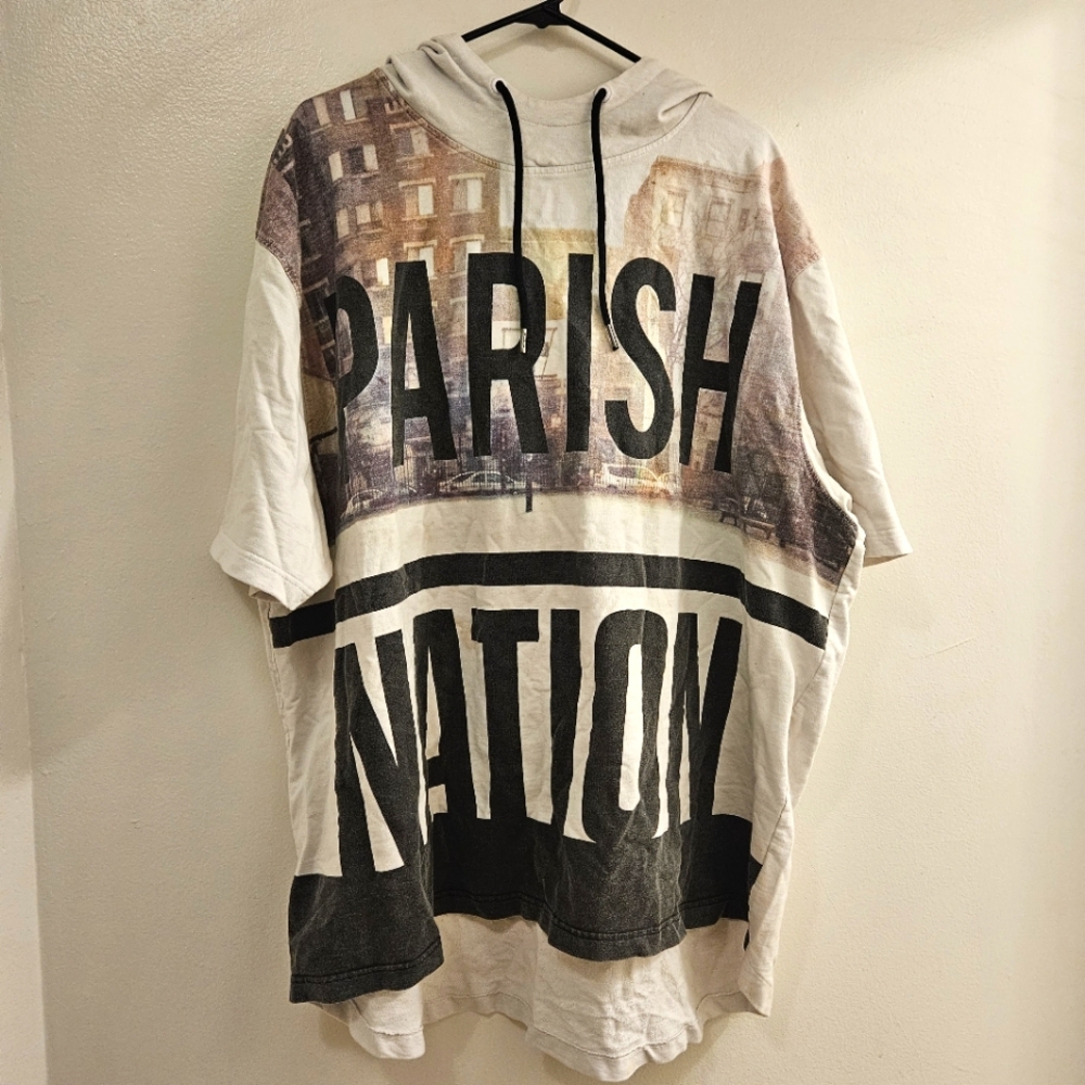 🟣BOGO Parish Nation 4X White Hooded Tshirt